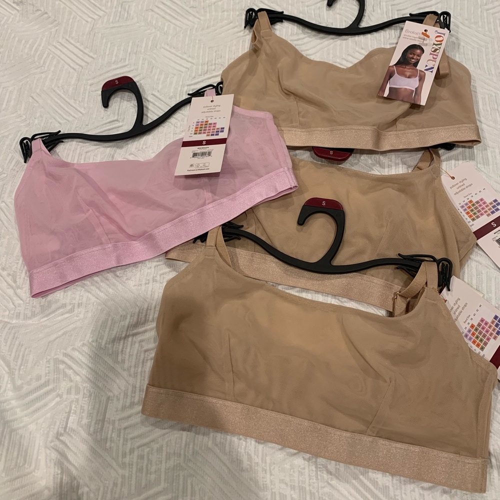 1 Elegant Pink and 3 Tan Women's Bralettes
